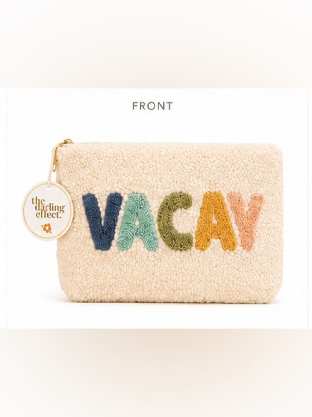 ☀️NWT The Darling Effect VACAY Teddy Sherpa Zipper Pouch Cosmetic Bag - Picture 3 of 7